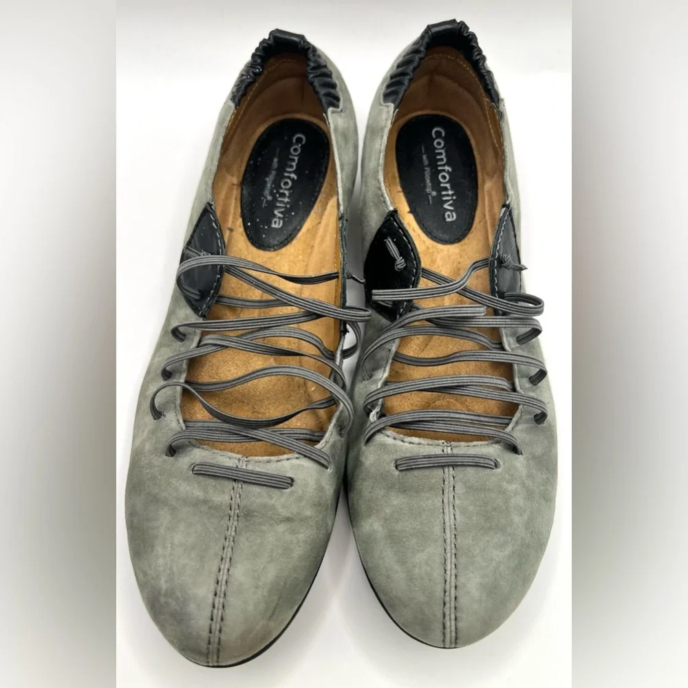 Comfortiva Women's Steel Grey Loafers- Lace‎ front- Size: 8M